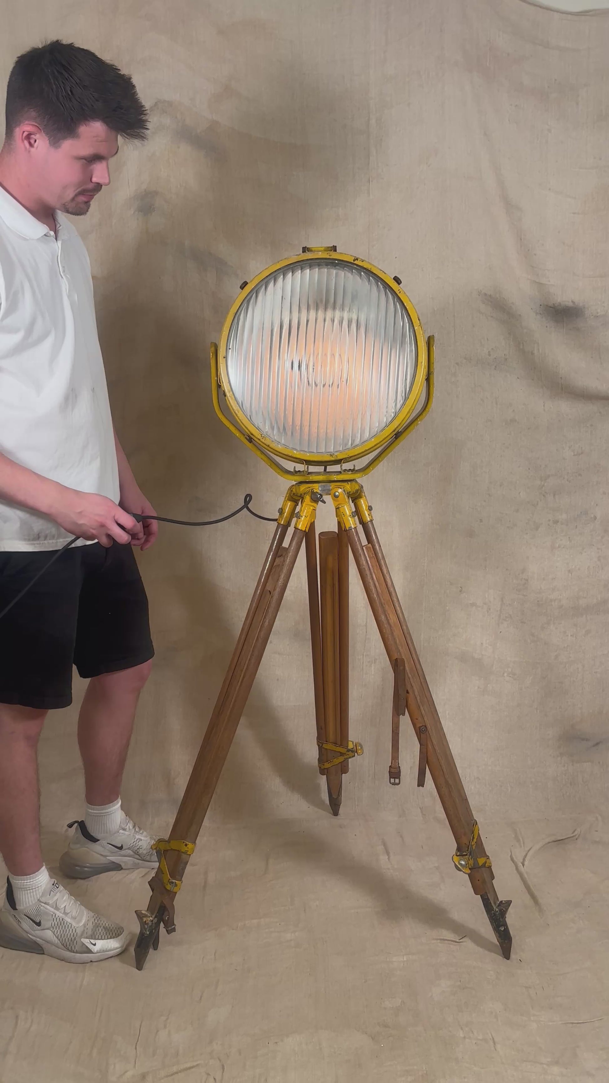 Vintage Industrial Searchlight Floor Lamp