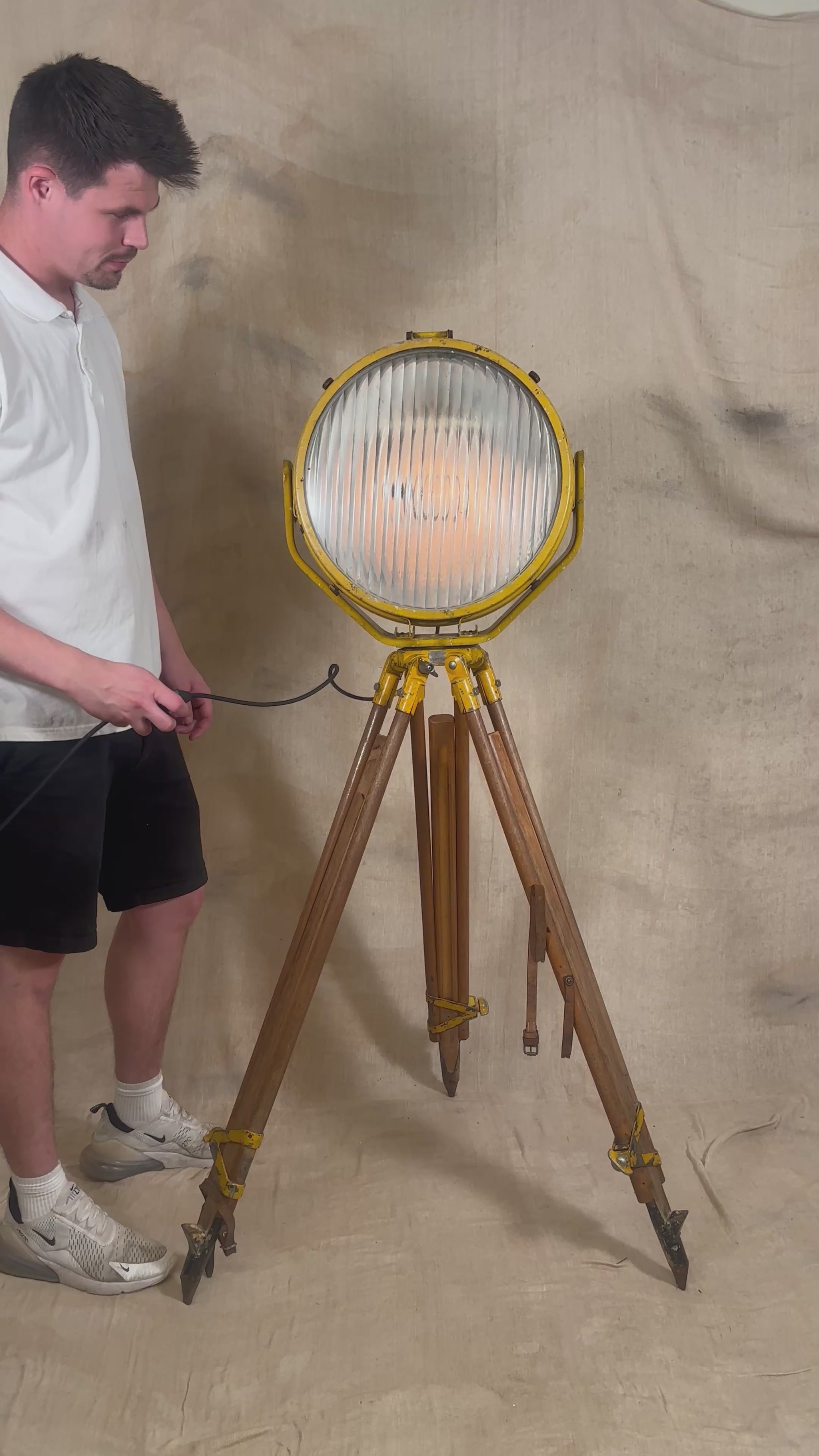 Vintage Industrial Searchlight Floor Lamp