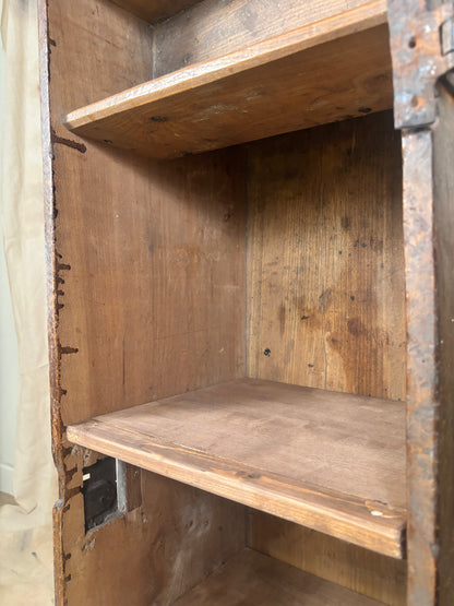 Vintage Rustic Wooden Shelving Unit Repurposed Antique Trunk Storage Cabinet