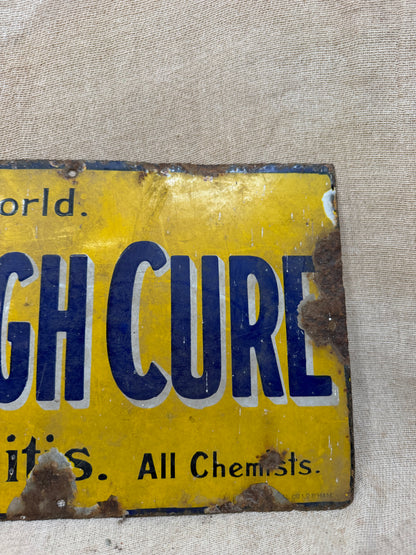 Vintage sign for Veno's Lightning Cough and Cold remedy on a textured beige background